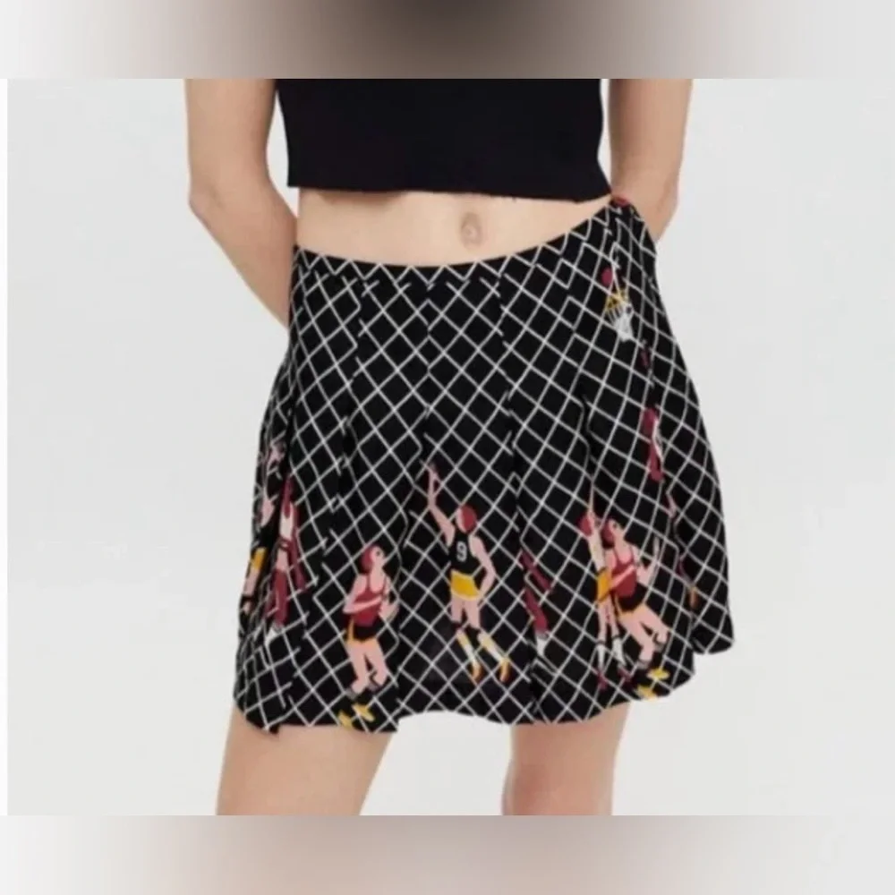 Urban Outfitters Cecile Pleated Basketball Sports Boho Peasant Street Mini Skirt - Picture 1 of 8